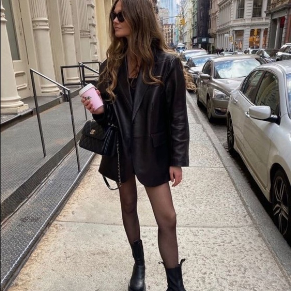 zara faux leather blazer